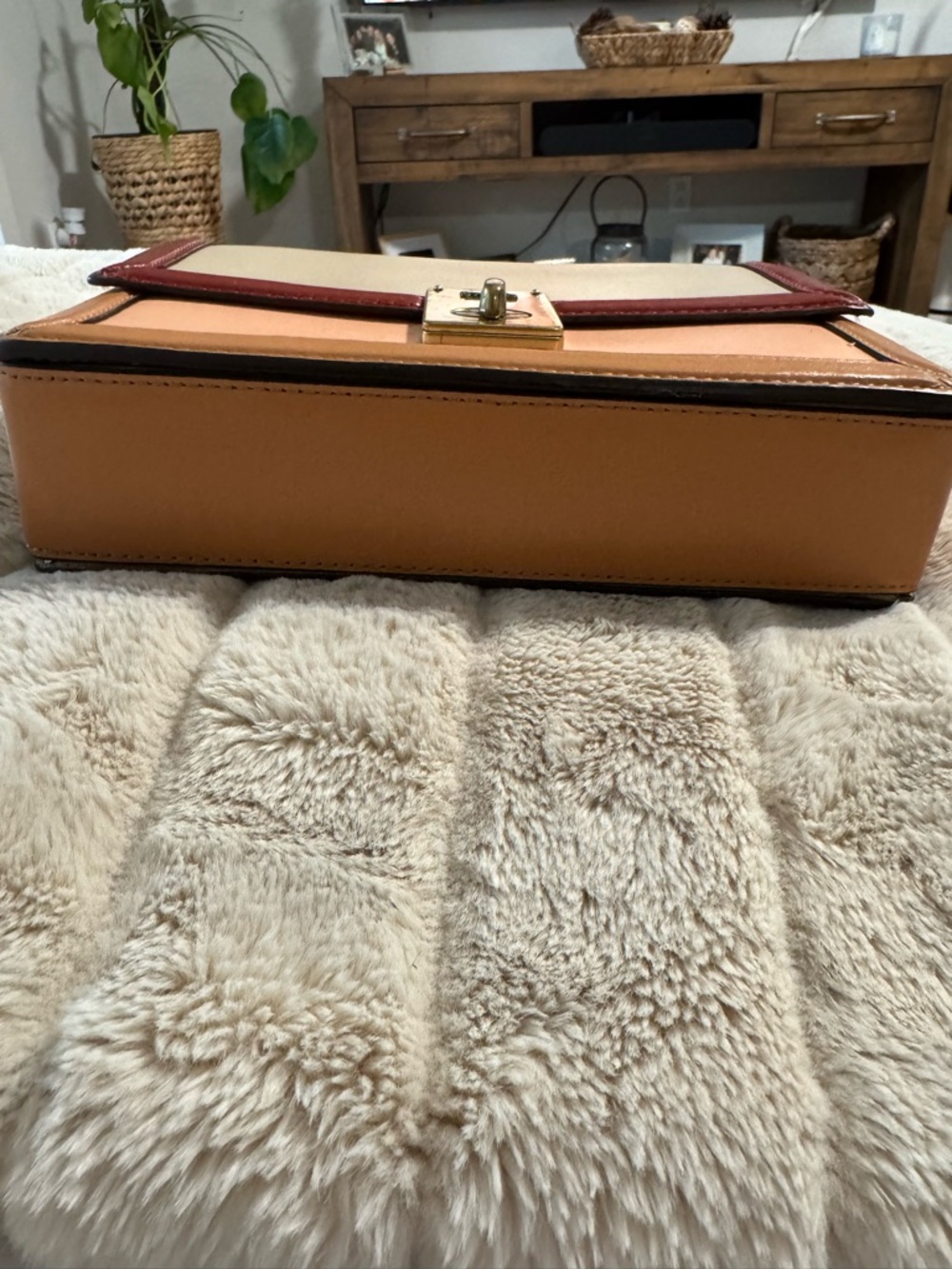 Coach Colorblock Leather Shoulder Bag in Cream, Red and Peach - Picture 3 of 7
